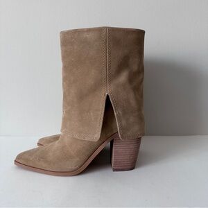NEW Vince Camuto Alolison Cuffed Mid-Calf Tan Suede Women's Boots, Sz 7.5